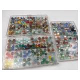 Vtg Glass Marbles in Organizer Cases