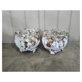 Pair Victorian Style Cast Iron Planters