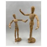 Pair Articulated Wood Artist Mannequins