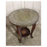 Art Deco Embossed Brass Side Table