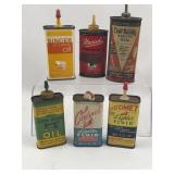 7 Vtg Singer/Necchi/Ever-Ready Oil Tins