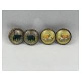 Set 4 Wildlife Glass Bridle Rosettes