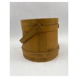 Mustard Painted Stave Firkin w/ Lid