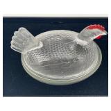 Hazel-Atlas Red Hen on Nest Glass Dish