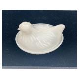 Milk Glass Hen on Nest Covered Dish