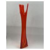 Persimmon Swung Glass Three Finger Vase