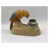 Cold Painted Metal Parrot Desk Inkwell