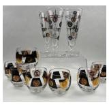 Set 11 Cera Black & Gold Coin Glasses