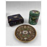 Chinese Cloisonne Enamel Trio