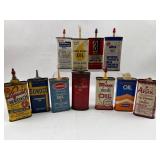 Set 12 Vtg Sunoco & 3-In-One Oil Tins