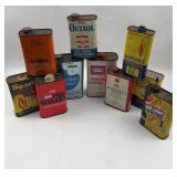 Set 10 Vtg Lithographed Auto Fluid Tins