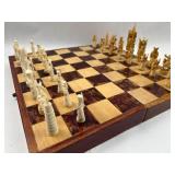 32pc Chinese Hand-Carved Bone Chess Set