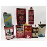 Set 8 Vtg Marvel, Sears & Energine Tins