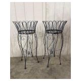 Pair Wrought Wirework Plant Stands