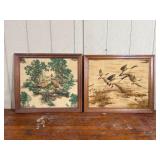 Pair Mid-C. Trapunto Wildlife Panels
