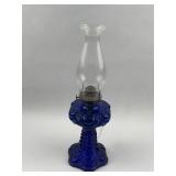 Cobalt Blue Princess Feather Pressed Glass Kerosen