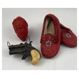 Iroquois Stopper, Toy Pistol, Moccasins