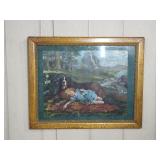 Girl & Saint Bernard Chromolithograph