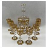 Gilt Neoclassical Decanter & Cordials