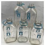 Set 5 Vtg Lawson's Glass Milk Bottles
