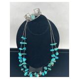 2 Southwestern Turquoise & Silver-Tone