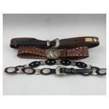 Justin & Western Leather Belts, Trio