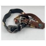 Pair Native American Hairpipe Belts