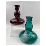 Pair Double Gourd Art Glass Vases