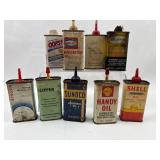 9 Vtg Shell, Sunoco & Singer Oil Cans