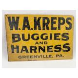 W.A. Kreps Buggies & Harness Sign, PA