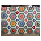 Vtg Grandmother Flower Garden Quilt Top