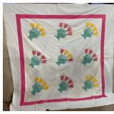 Mid-20th C. Tulip Bouquet Quilt Top