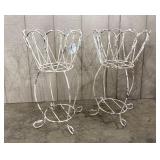 Pair Vtg Painted Wirework Plant Stands