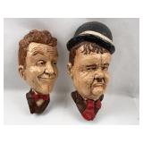 Pair Laurel & Hardy Chalkware Plaques