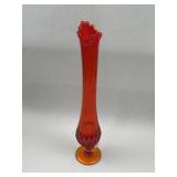 Amberina Swung Glass Pedestal Vase