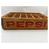 Vtg Pepsi-Cola Wooden 24-Bottle Crate