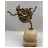 Art Deco Metal Dancer on Alabaster Orb