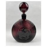 Ruby Red Glass Decanter w/ Eagle Motif