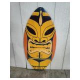 Tiki Motif Screen-Print Wood Skimboard