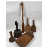 Hand-Carved Wood Kitchen & Dairy Tools