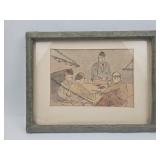 T/5 Wilson WWII US Mil Ink & W/C Sketch