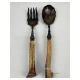 Pair Art Nouveau Antler Salad Servers