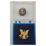 2 Fraternal Order Pins, 14k Gold Rotary