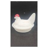Milk Glass Hen-on-Nest Covered Dish