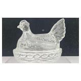 L.E. Smith Crystal Hen on Nest Dish