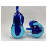 Pair Sommerso Glass Fruit Paperweights