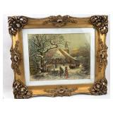 J. Parker Church Scene Chromolithograph