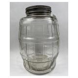 Molded Glass Barrel Store Counter Jar