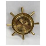 Brass Ship's Wheel Nautical Wall Clock