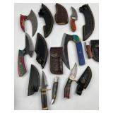 Damascus & Fixed Blade Knives w/Sheaths